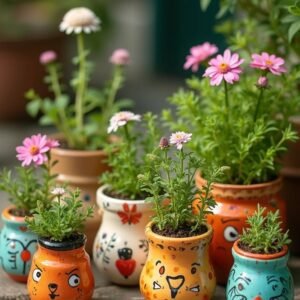 Handmade Ceramic Planters & Mini Pots x4